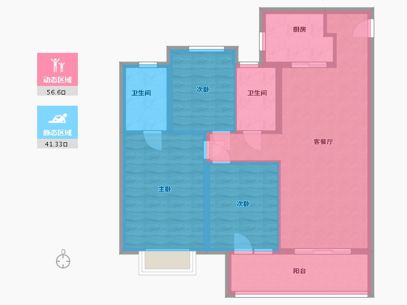 湖北省-武汉市-北辰金地-88.00-户型库-动静分区