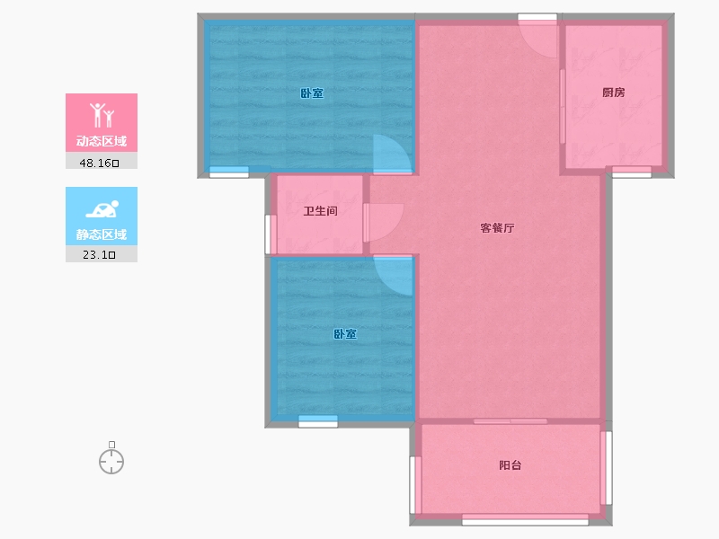 湖北省-武汉市-盘龙湾荷苑-65.10-户型库-动静分区