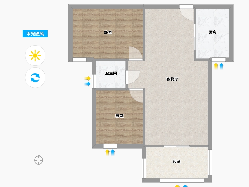 湖北省-武汉市-盘龙湾荷苑-65.10-户型库-采光通风