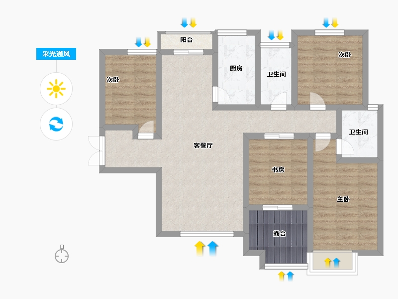 江苏省-宿迁市-人和小区-86.00-户型库-采光通风