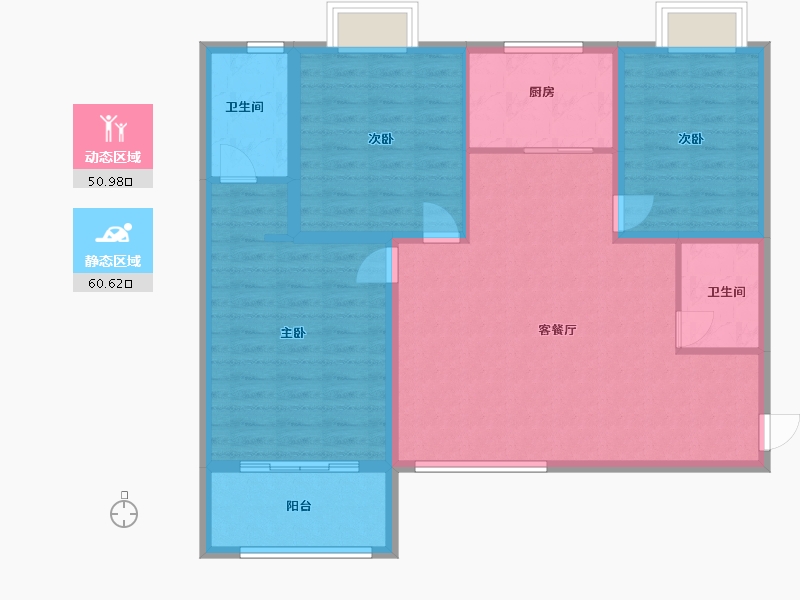 陕西省-渭南市-新宇置业时代新城-100.80-户型库-动静分区