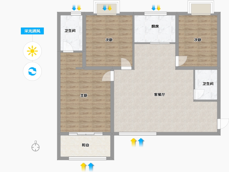 陕西省-渭南市-新宇置业时代新城-100.80-户型库-采光通风