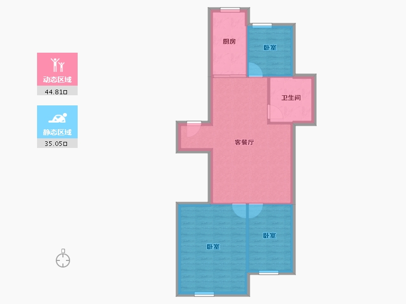 内蒙古自治区-赤峰市-康居家园-72.58-户型库-动静分区