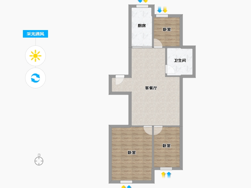 内蒙古自治区-赤峰市-康居家园-72.58-户型库-采光通风