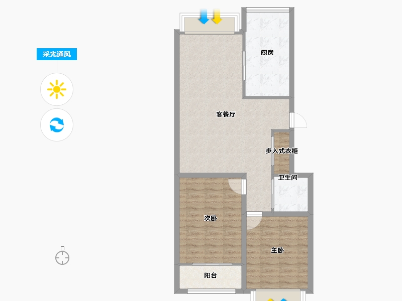 浙江省-杭州市-东新园新湖苑-78.02-户型库-采光通风