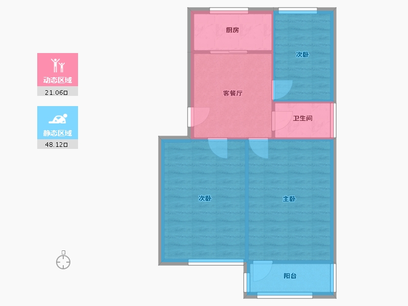 江苏省-苏州市-向阳小区-62.80-户型库-动静分区