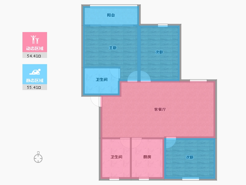 浙江省-杭州市-盛世嘉园(公寓住宅)-99.43-户型库-动静分区