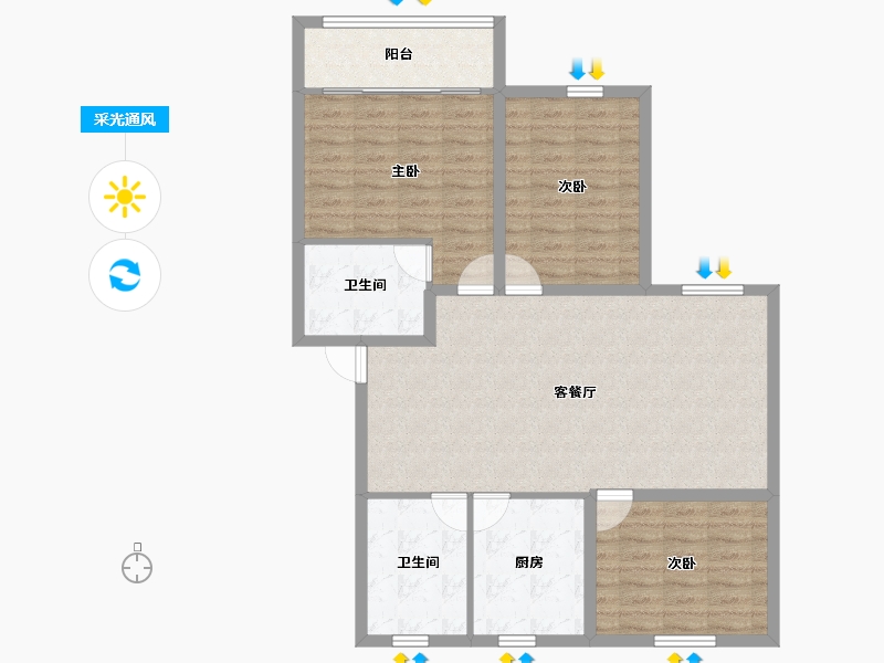 浙江省-杭州市-盛世嘉园(公寓住宅)-99.43-户型库-采光通风