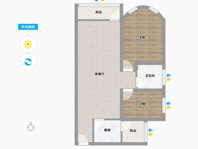 广东省-广州市-嘉仕花园-62.28-户型库-采光通风