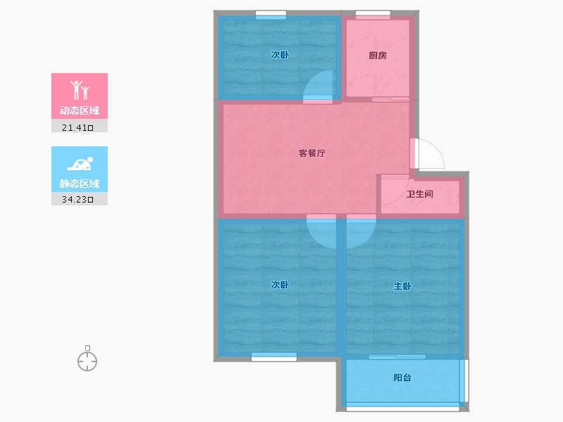 浙江省-杭州市-环西新村-48.61-户型库-动静分区