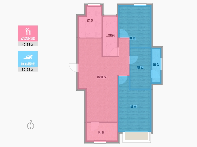 山东省-青岛市-北京城建龙樾湾-72.77-户型库-动静分区