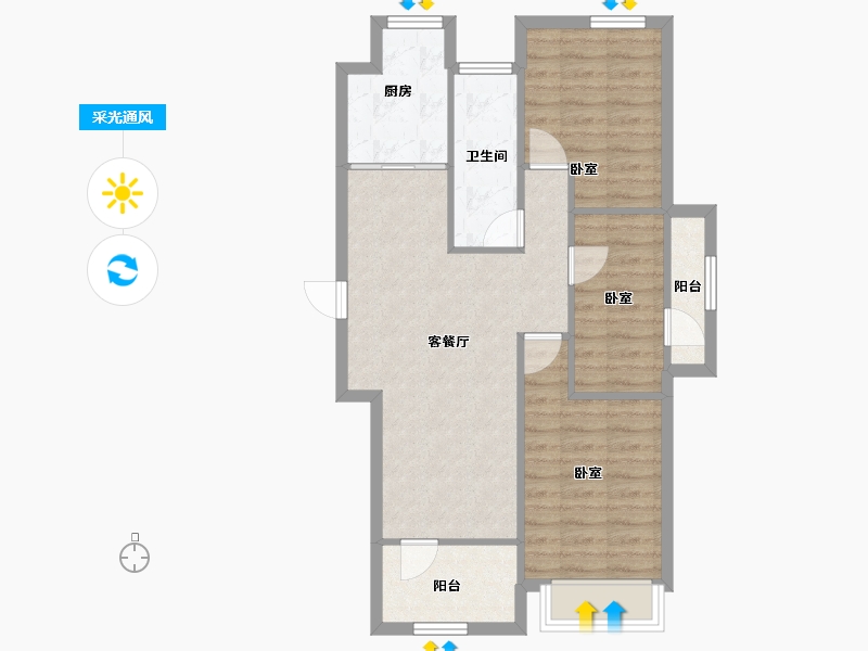 山东省-青岛市-北京城建龙樾湾-72.77-户型库-采光通风