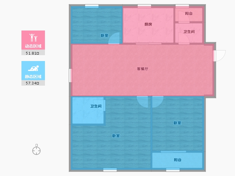 江苏省-苏州市-湖滨华城富贵苑-100.77-户型库-动静分区