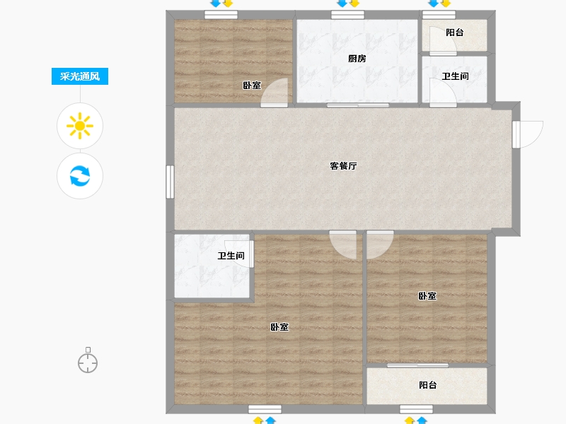 江苏省-苏州市-湖滨华城富贵苑-100.77-户型库-采光通风