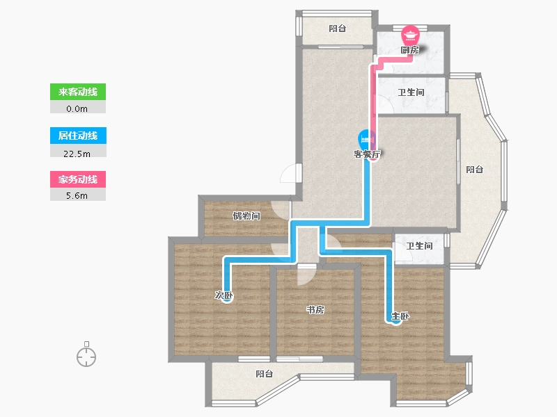 浙江省-杭州市-飞虹丁香花园-126.26-户型库-动静线