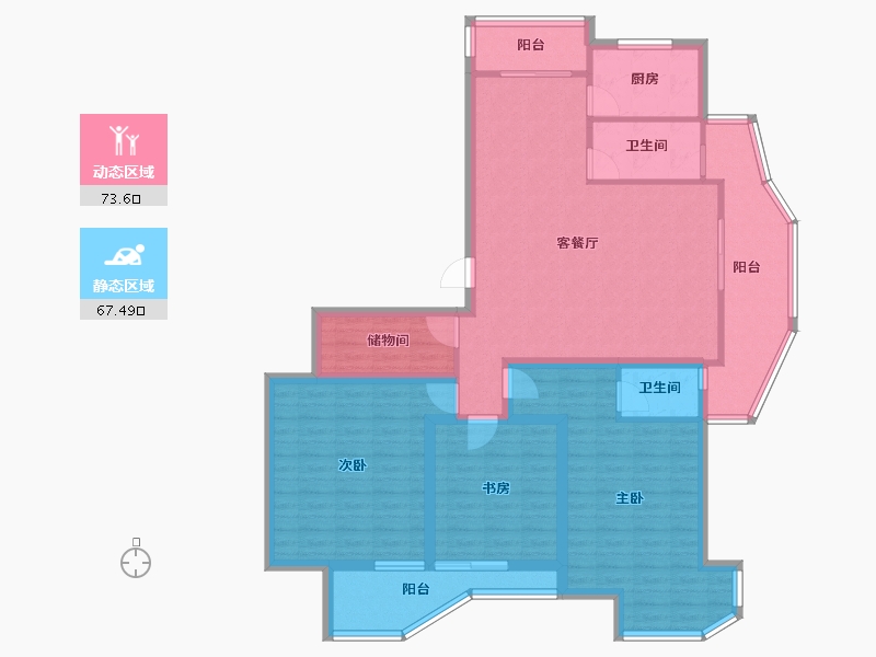 浙江省-杭州市-飞虹丁香花园-126.26-户型库-动静分区