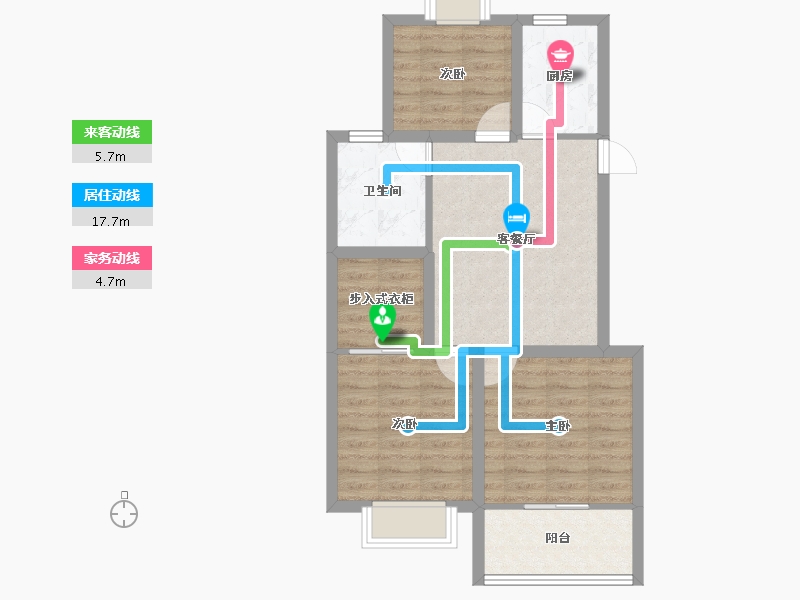 浙江省-杭州市-东新园新湖苑-68.14-户型库-动静线