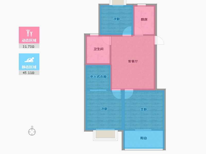 浙江省-杭州市-东新园新湖苑-68.14-户型库-动静分区