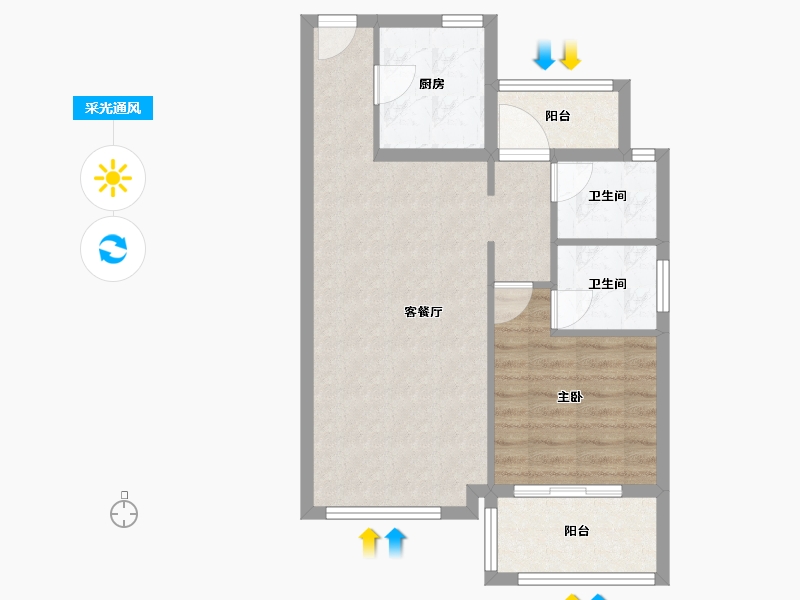 河北省-廊坊市-路劲阳光城-63.61-户型库-采光通风