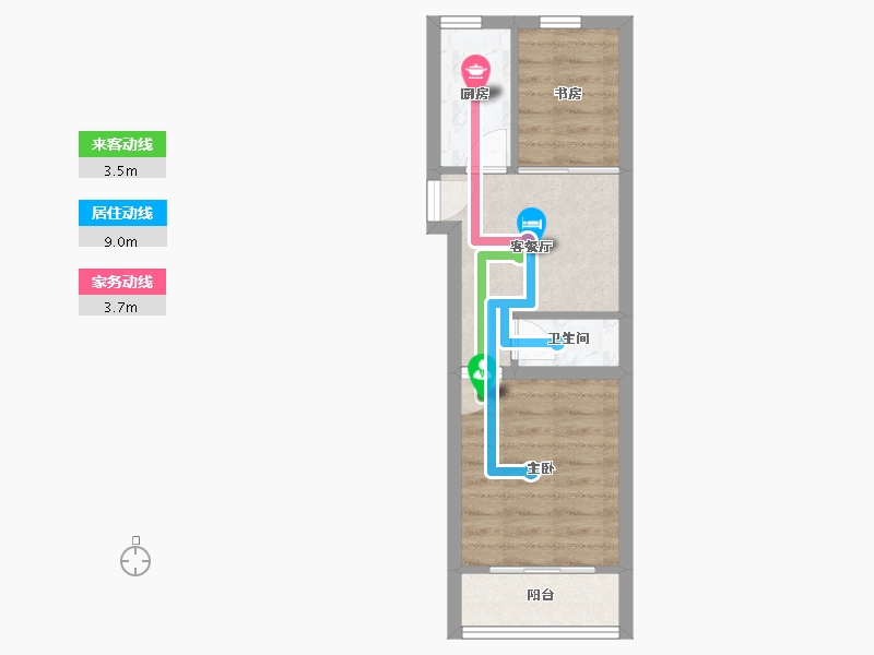 浙江省-杭州市-青春坊小区(公寓住宅)-35.57-户型库-动静线