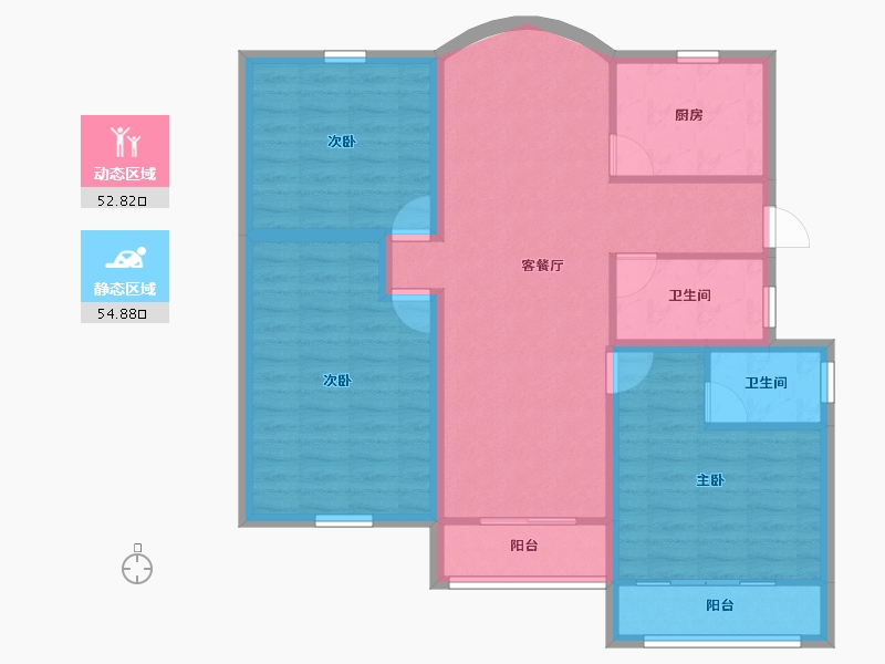 浙江省-杭州市-春天花园-96.99-户型库-动静分区