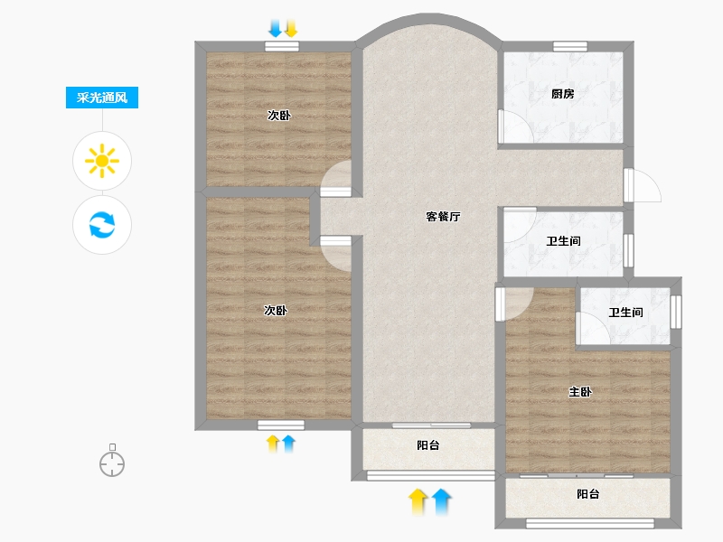 浙江省-杭州市-春天花园-96.99-户型库-采光通风