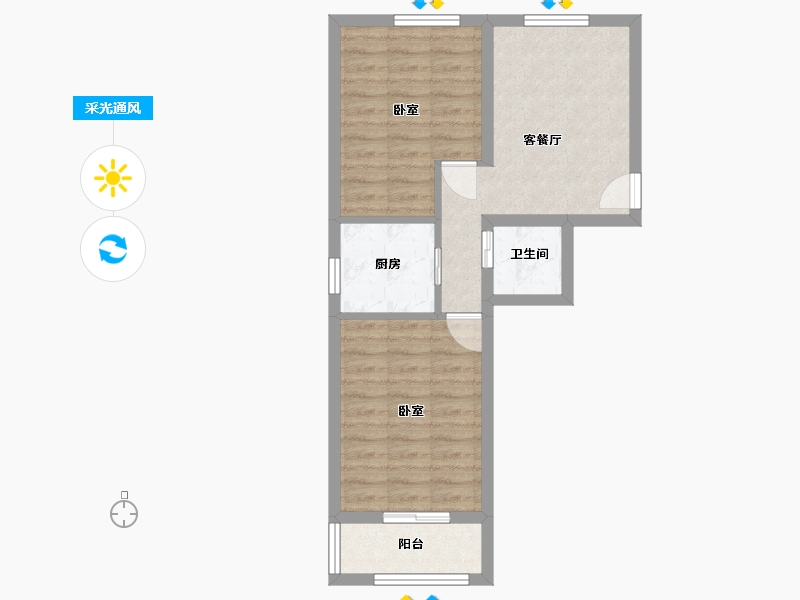 北京-北京市-华龙苑中里社区-52.93-户型库-采光通风