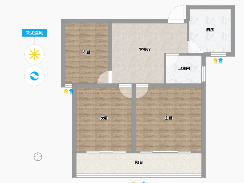 浙江省-杭州市-金域兰庭-75.76-户型库-采光通风