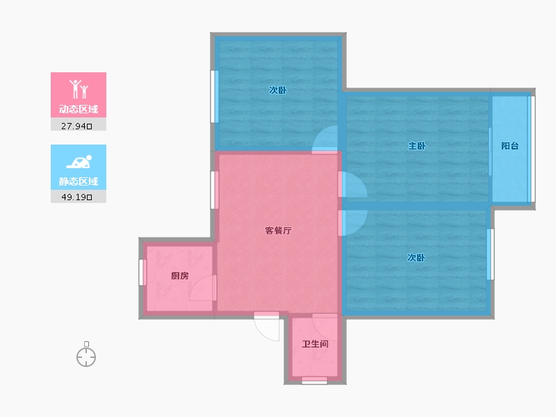 浙江省-杭州市-育才西苑-68.66-户型库-动静分区