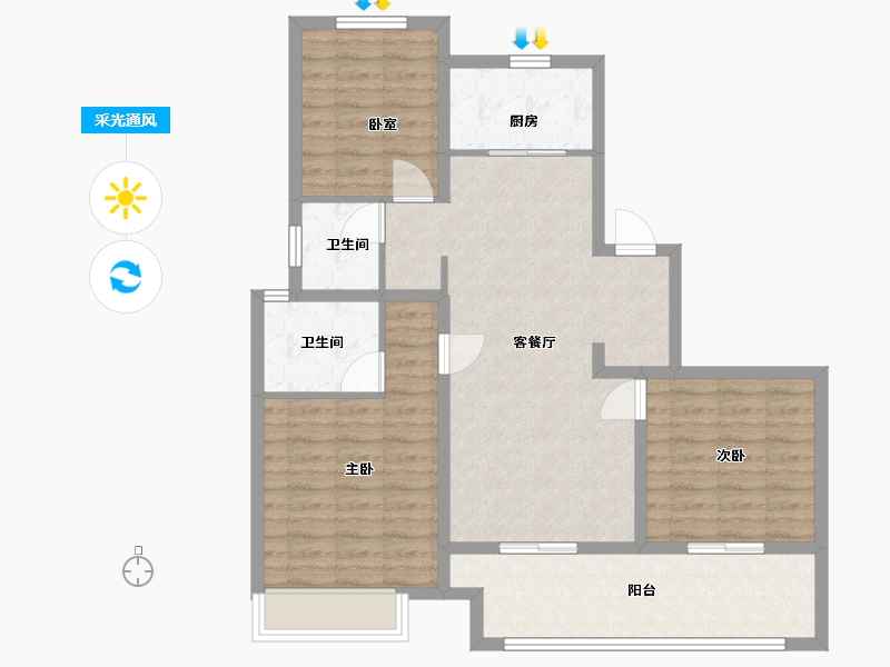 浙江省-台州市-城市之光-94.40-户型库-采光通风