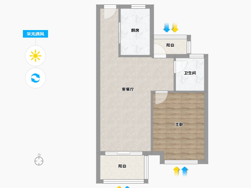 河北省-廊坊市-路劲阳光城-56.85-户型库-采光通风