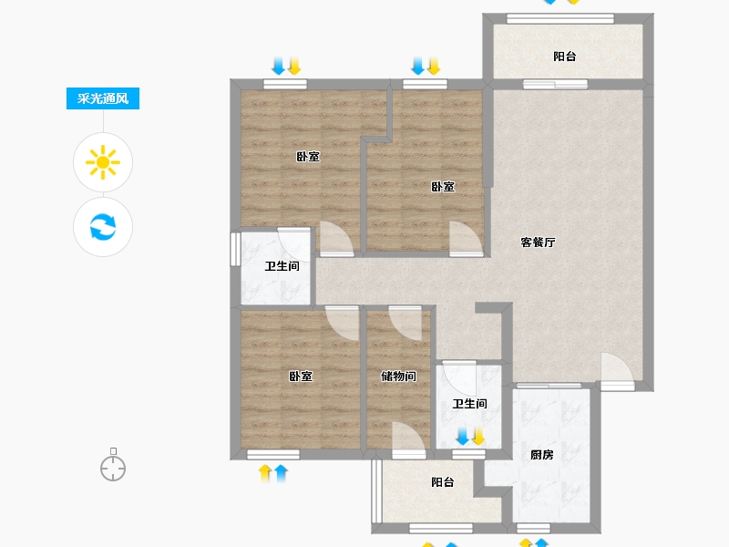 福建省-福州市-榕发夏荷郡-90.00-户型库-采光通风