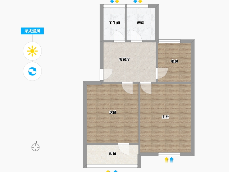 江苏省-苏州市-新华新村-63.74-户型库-采光通风