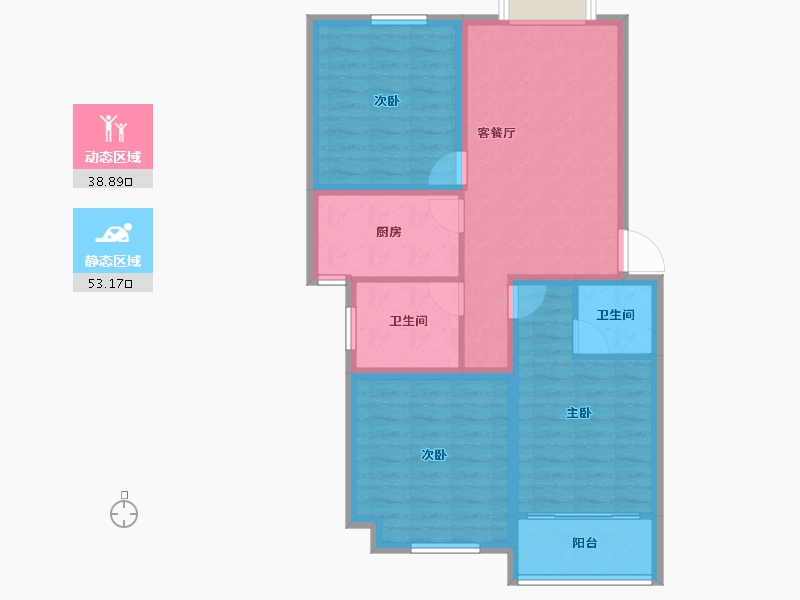 浙江省-杭州市-金域兰庭-82.03-户型库-动静分区