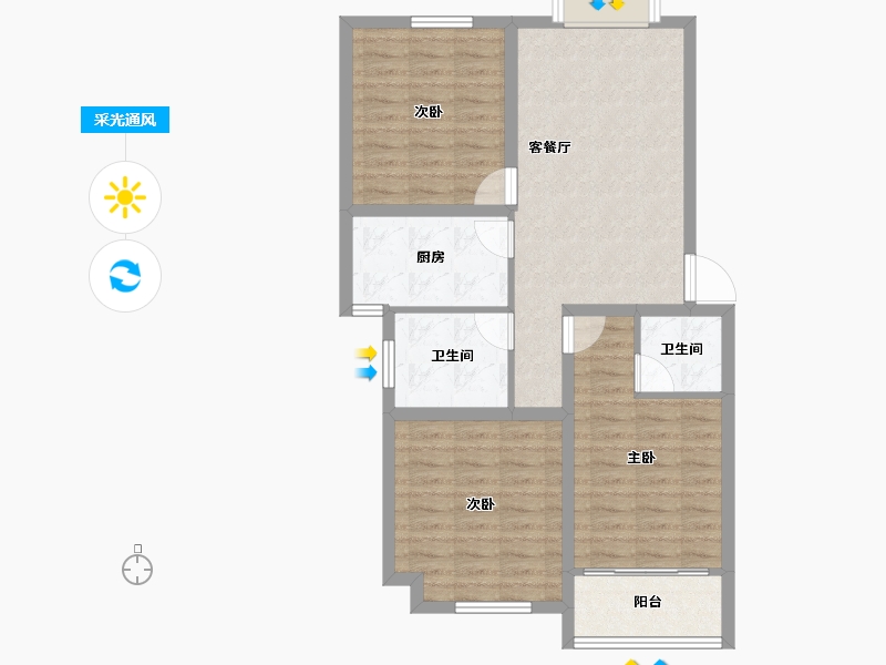 浙江省-杭州市-金域兰庭-82.03-户型库-采光通风