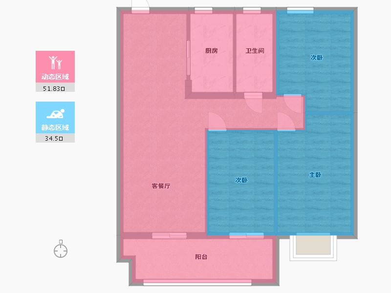 江苏省-泰州市-世茂璀璨泱颂-77.60-户型库-动静分区