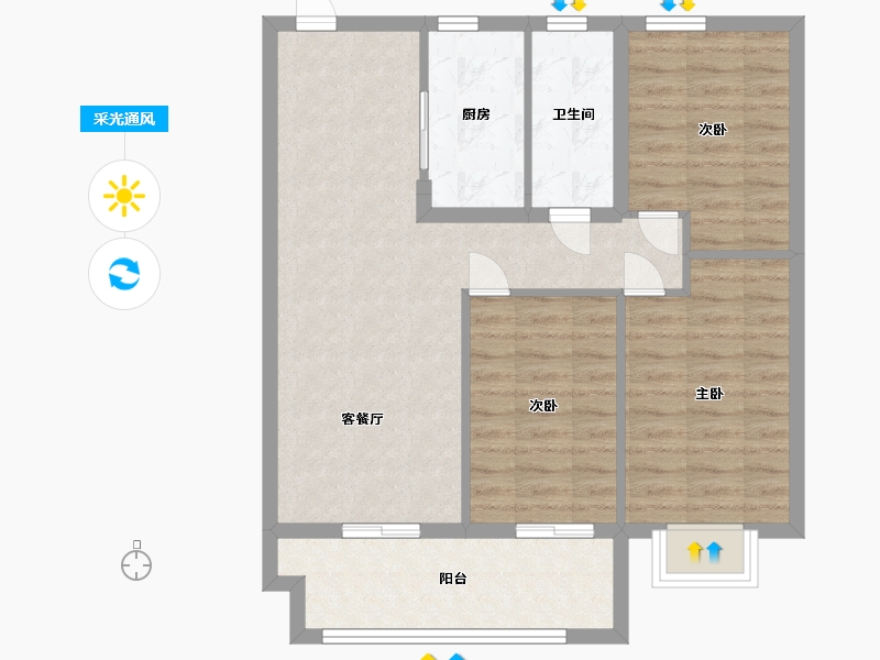 江苏省-泰州市-世茂璀璨泱颂-77.60-户型库-采光通风