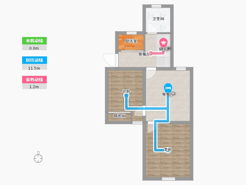 浙江省-杭州市-环西新村-53.66-户型库-动静线