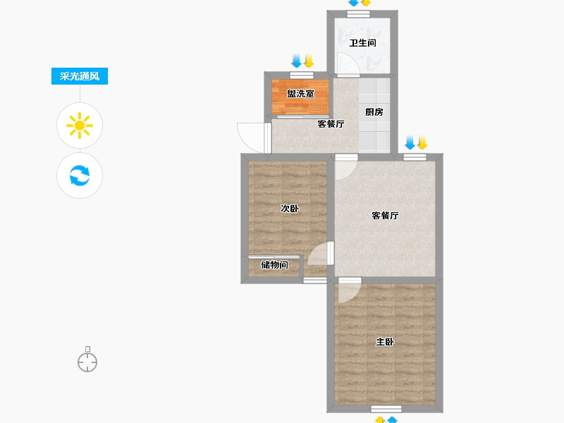 浙江省-杭州市-环西新村-53.66-户型库-采光通风