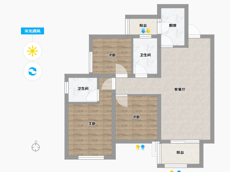 四川省-宜宾市-绿地静安公馆-80.00-户型库-采光通风