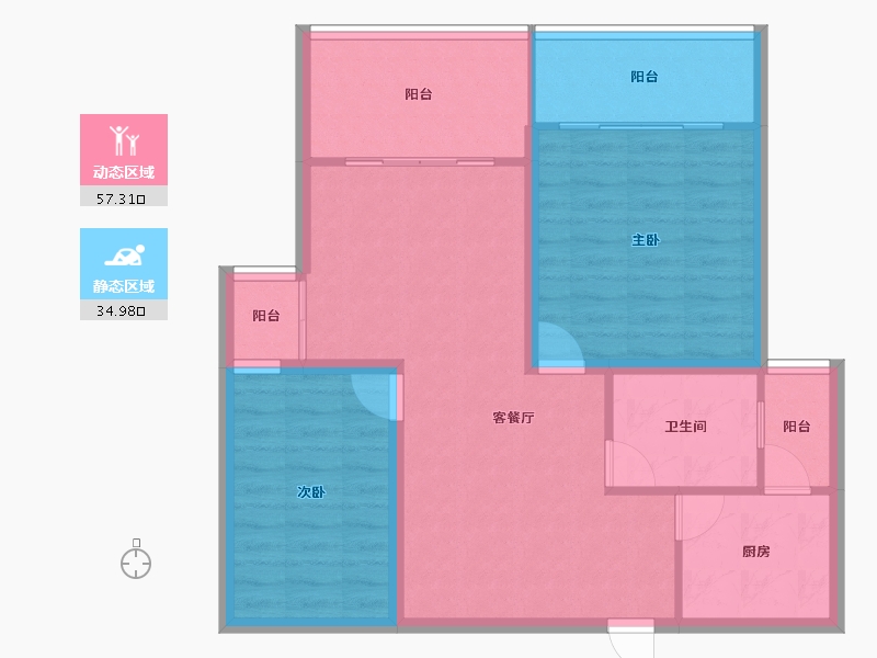 浙江省-杭州市-金域兰庭-83.13-户型库-动静分区