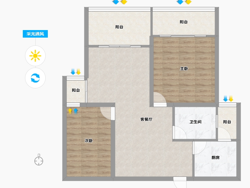 浙江省-杭州市-金域兰庭-83.13-户型库-采光通风