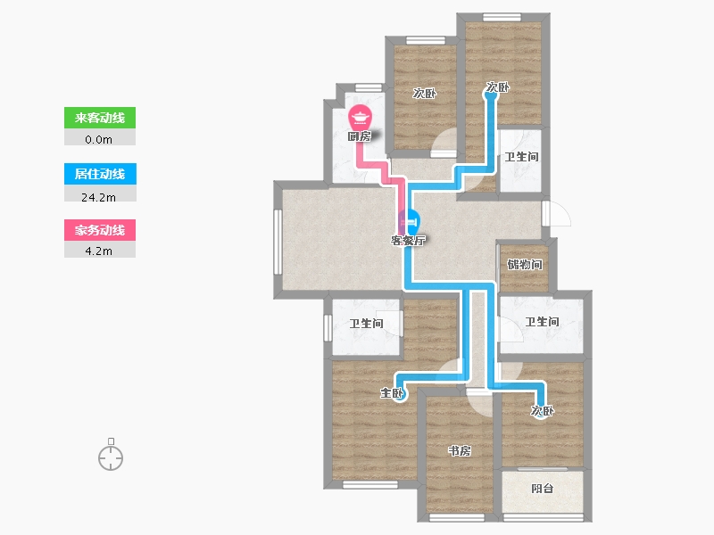 浙江省-杭州市-绿都御景蓝湾(公寓住宅)-90.48-户型库-动静线