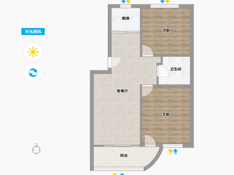 浙江省-台州市-三星小区-61.25-户型库-采光通风