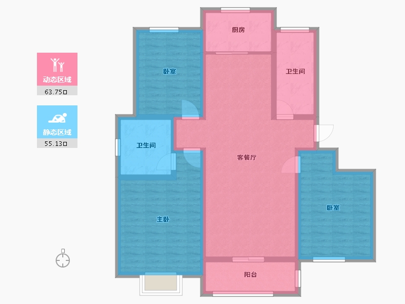 河南省-濮阳市-西湖春天-106.46-户型库-动静分区