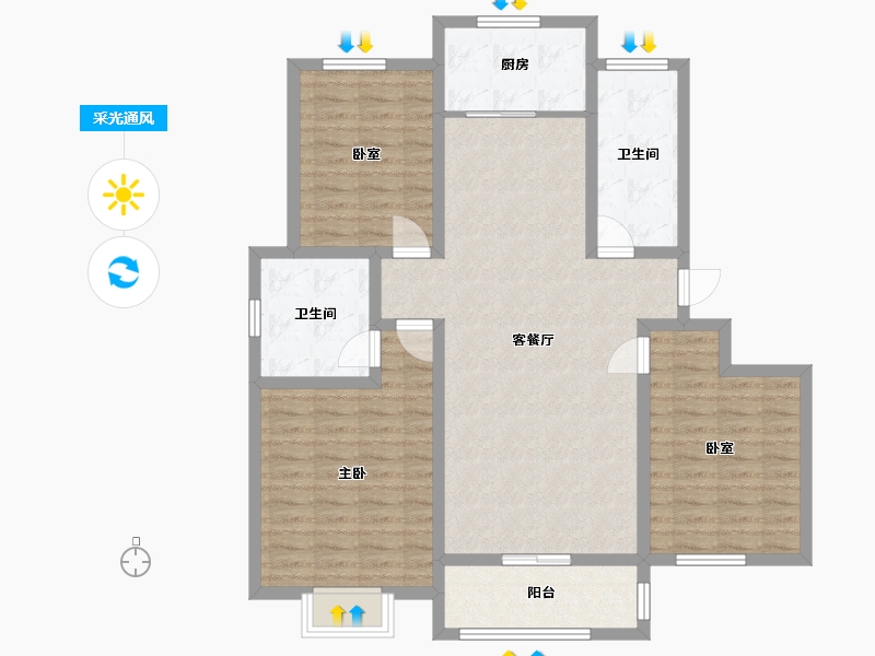 河南省-濮阳市-西湖春天-106.46-户型库-采光通风