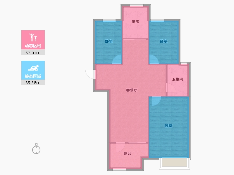 山东省-青岛市-北京城建龙樾湾-80.86-户型库-动静分区