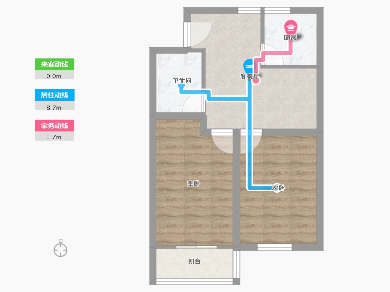 浙江省-杭州市-青春坊小区(公寓住宅)-48.33-户型库-动静线