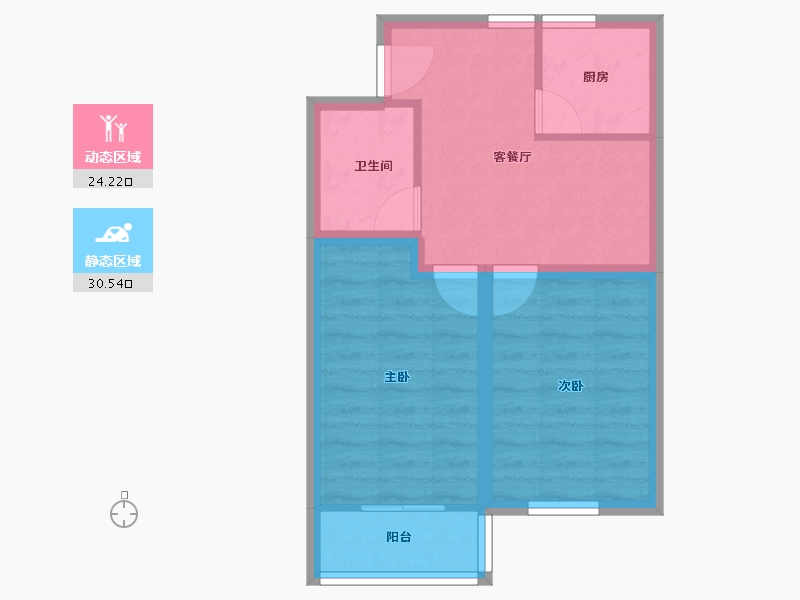 浙江省-杭州市-青春坊小区(公寓住宅)-48.33-户型库-动静分区