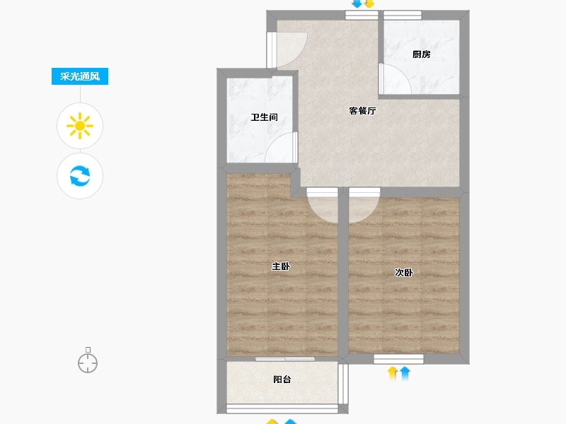 浙江省-杭州市-青春坊小区(公寓住宅)-48.33-户型库-采光通风